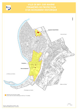 Carte réactualisée du périmètre de protection d'un monument historique